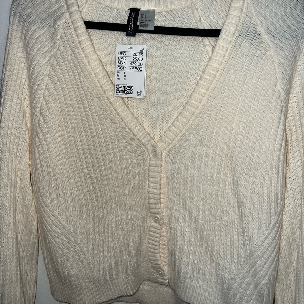 H&M Cream Button-Up Cardigan